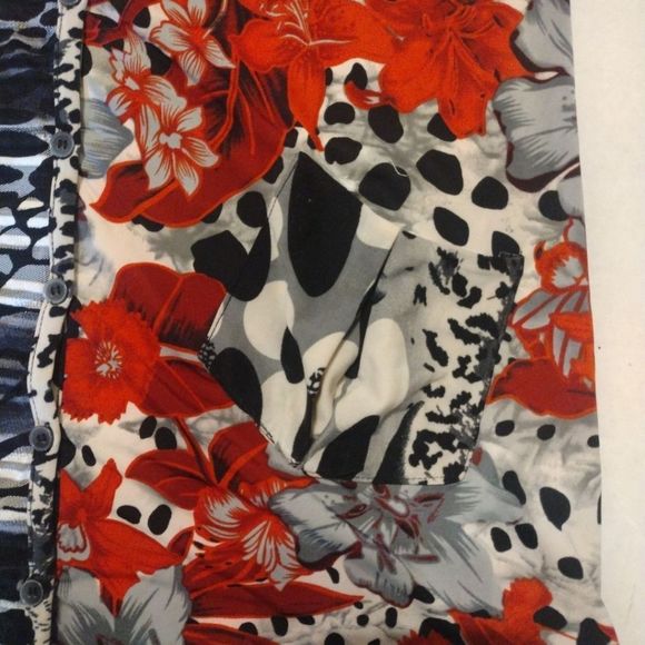 Merchant Tunic High Low Sleeveless Floral Red & Black Size Large - Picture 2 of 6